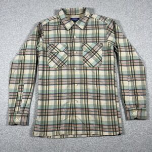 Pendleton Board Shirt Mens Small Multicolor Flannel Loop Collar Wool Plaid Fitte